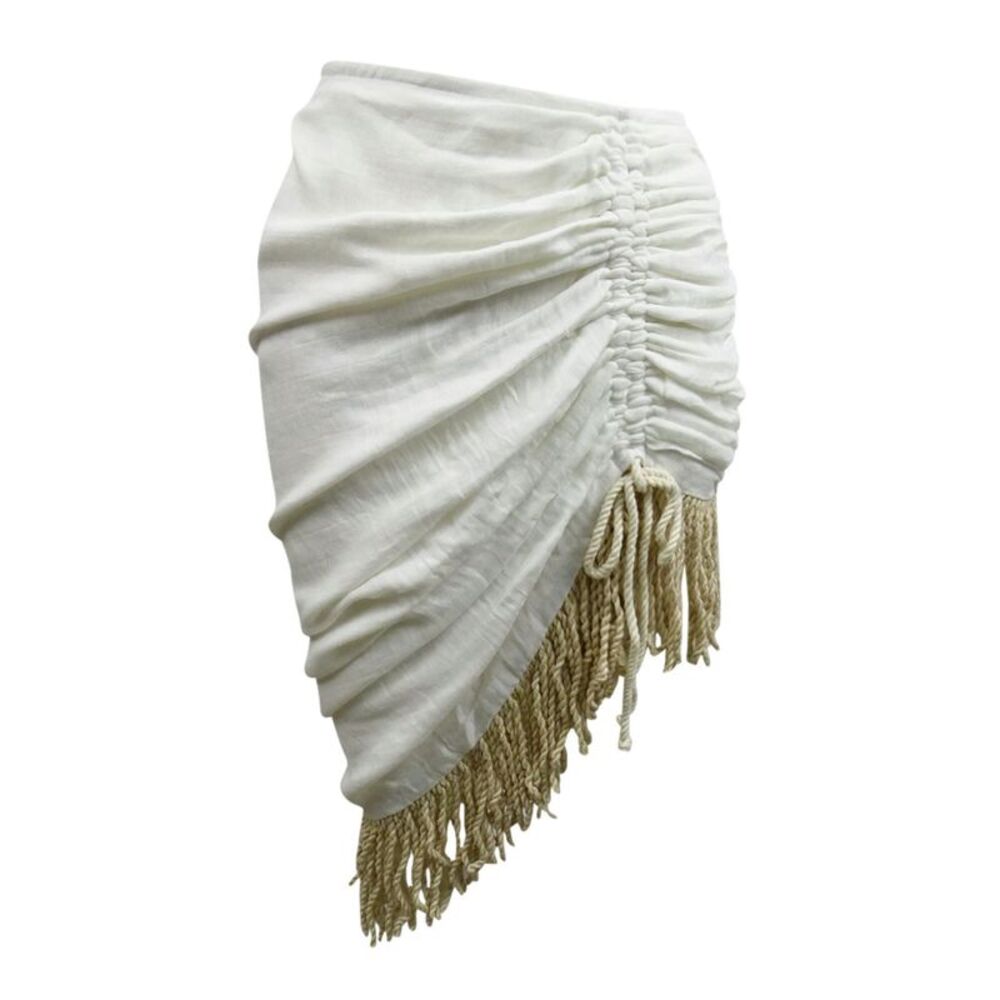 Just Bee Queen Women's Celia Asymmetrical Skirt Swim Cover Up (XS, White)